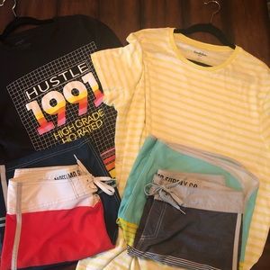 Lot of Young Men’s Summer Tees + Board Shorts